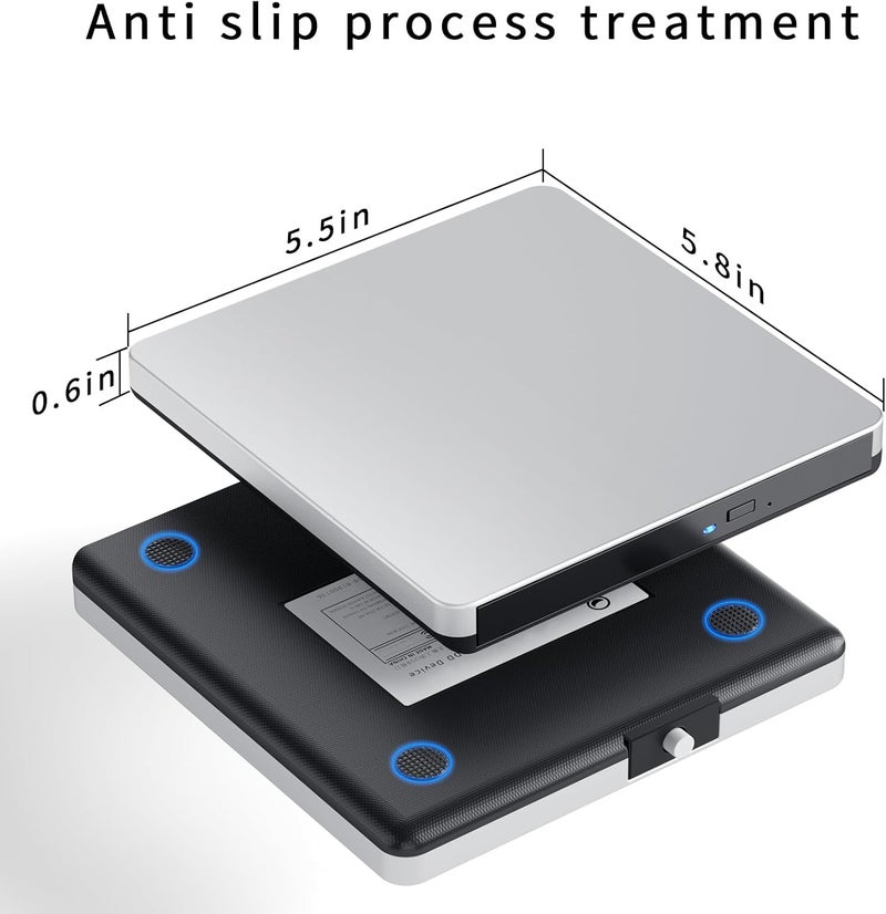 Dainty External Compatible with Bluray Drive Compatible with Reading DVD CD BD Drive, Suitable for USB3.0 and Type-C Port, Windows XP/7/8/10/11MacOS PC, Silent and high Speed - Image 4